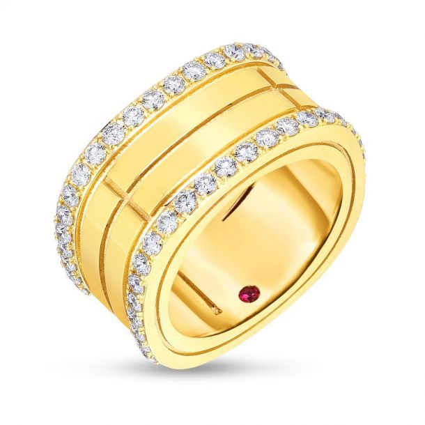 Roberto Coin Portofino Four Row Band with Diamond Edges Ring 7 8ctw Size 6