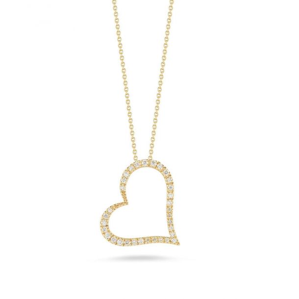 Roberto Coin Slanted Heart Diamond Pendant Necklace 1 5ctw REEDS Jewelers