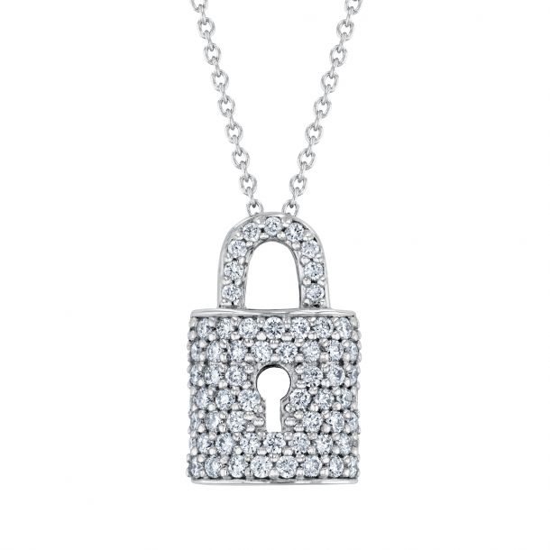 Roberto Coin Tiny Treasures 1 3ctw Diamond Padlock White Gold