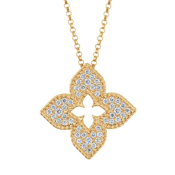 Roberto Coin Venetian Princess Diamond Pendant Necklace in Yellow Gold