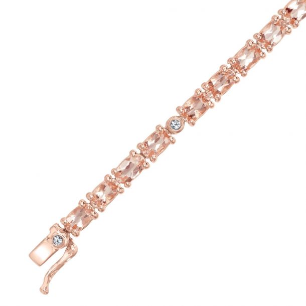 Rose Gold Plated Morganite and Diamond Bracelet 1 10ctw
