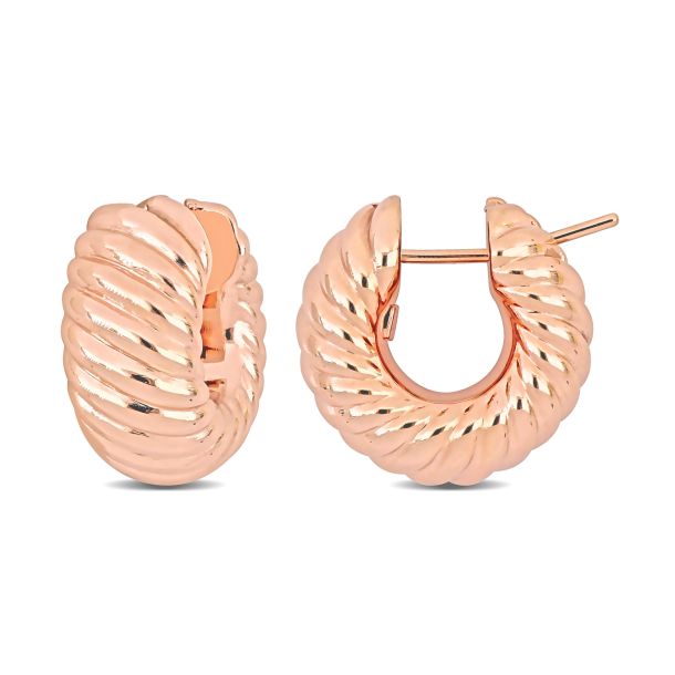 Coach Signature Resin Hoop Earrings - Pink/Gold