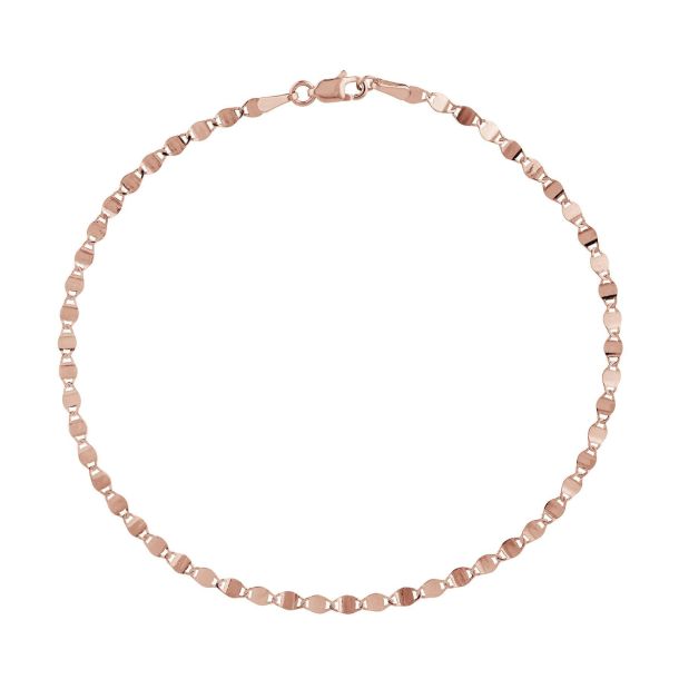Rose Gold Solid Valentino Chain Bracelet 2.7mm