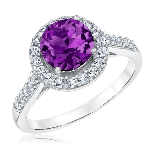 Amethyst and white sapphire ring on sale