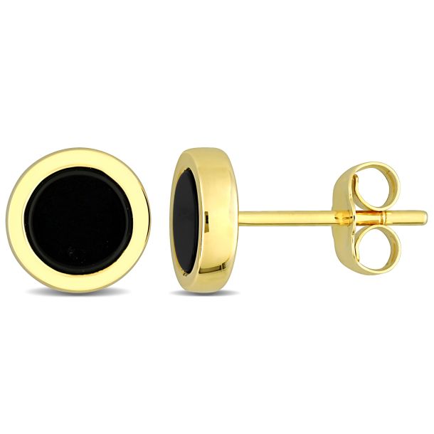 Black flat outlet circle earrings