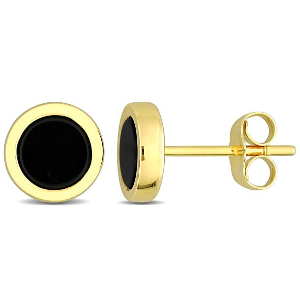 Black Pave Bar Stud Earring 14K Gold