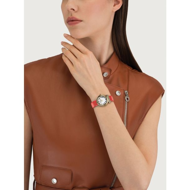 Ferragamo Gancini Red Leather Strap Watch | 28mm | SFMV00222