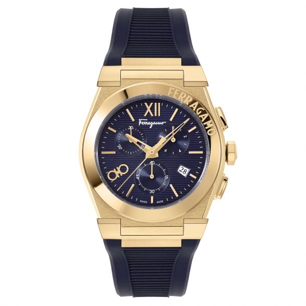 Salvatore Ferragamo Vega Chrono Blue Silicone Strap Watch 42mm SFMR00122