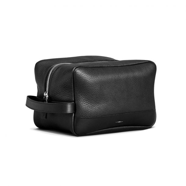 Shinola Luxe Grain Leather Zip Travel Kit in Black