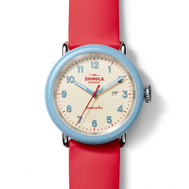 Shinola The SPF Detrola 43mm Red Silicone Strap Watch S0120211580
