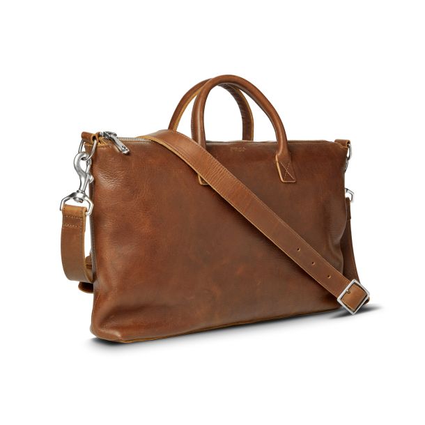 Shinola Utility Computer Brief USA Heritage Brown Leather Bag