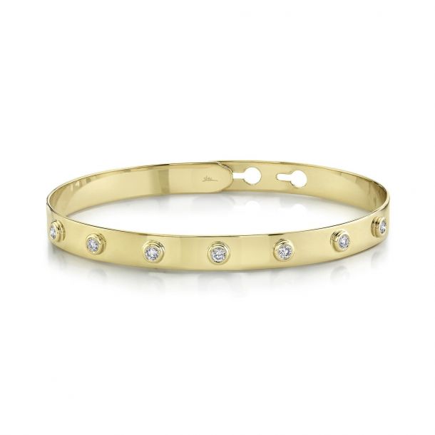 Shy Creation Yellow Gold Diamond Bangle Bracelet 1/3ctw