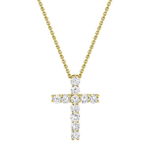 14k yellow gold diamond sales cross pendant
