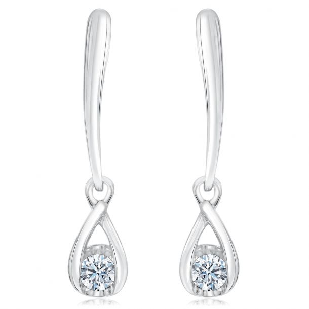 14K Gold Rope Accent Diamond Post Earrings 14K Rose / 1/5ctw White Diamond
