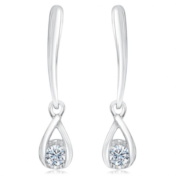 Sirena Diamond Solitaire White Gold Drop Earrings 1 5ctw