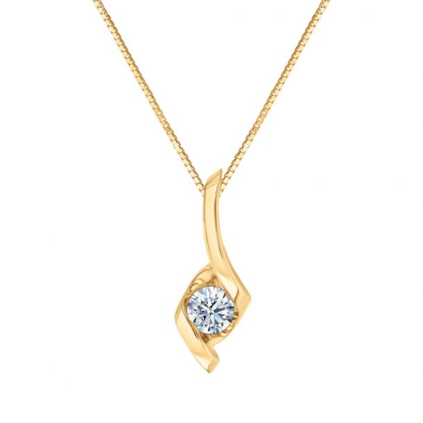 Sirena Yellow Gold Diamond Solitaire Pendant 1 4ct