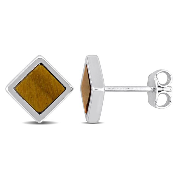 Square sterling silver earrings top