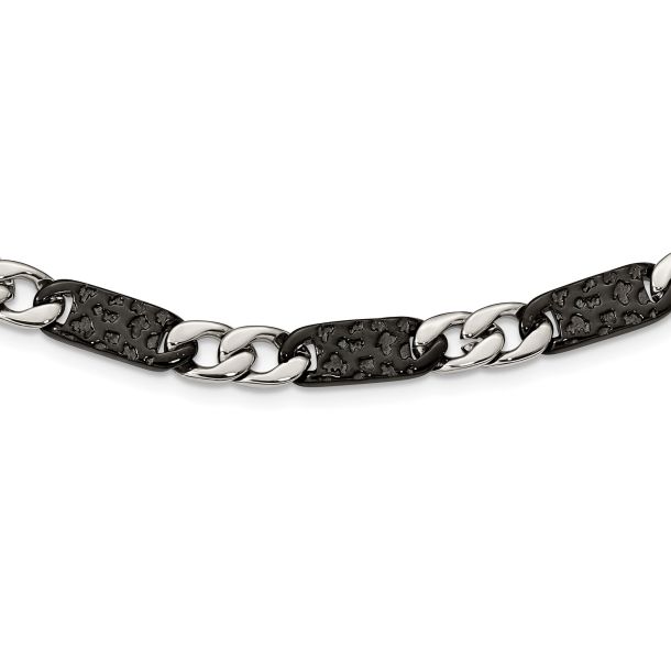 Solid Curb Chain Necklace 6mm Black Ion-Plated Stainless Steel 30