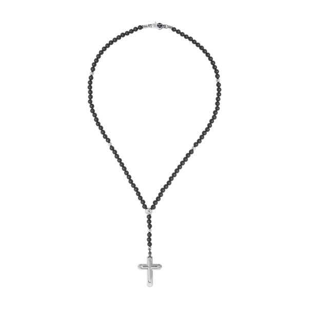 Mens rosary necklace white gold sale