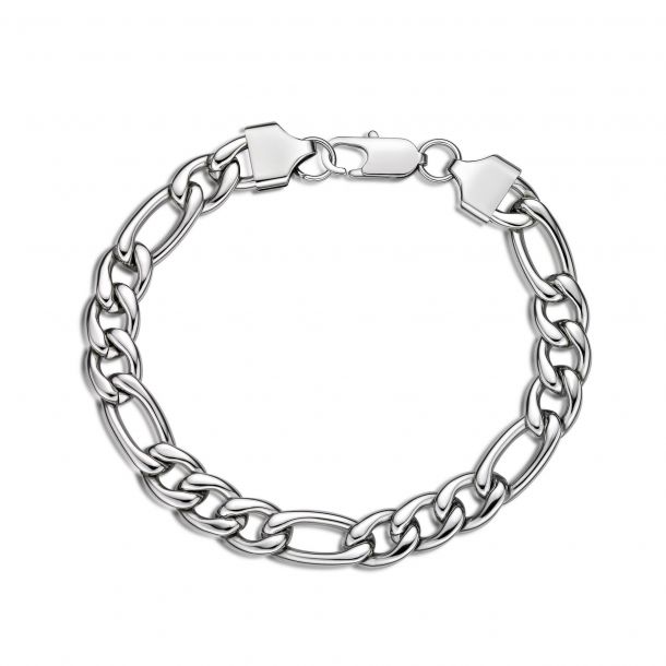 Stainless Steel Figaro Chain Bracelet | 9mm | 9 Inches | REEDS Jewelers