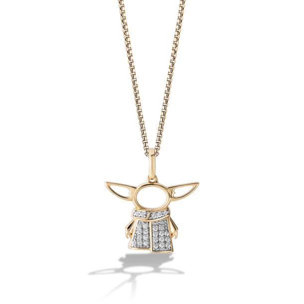 Star Wars Fine Jewelry Grogu Baby Yoda 1 10ctw Diamond Yellow Gold Pendant Necklace The Mandalorian