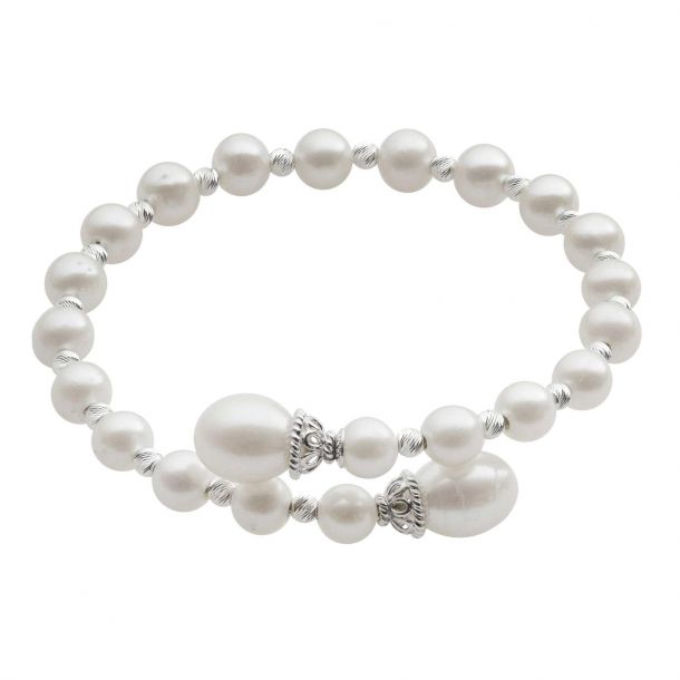 Sterling Silver Alternating Freshwater Cultured Pearl and Brilliance ...