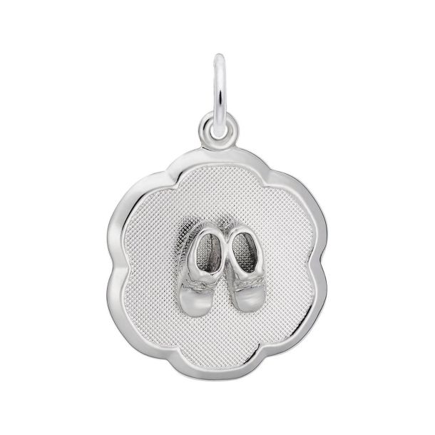 Sterling Silver Baby Shoes Disc Flat Charm REEDS Jewelers
