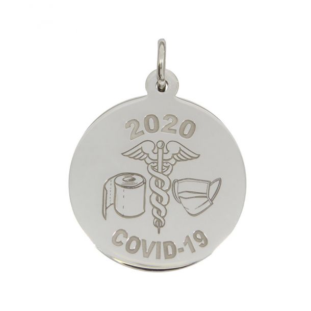 Sterling Silver Covid 19 Toilet Paper Mask Caduceus Charm REEDS Jewelers