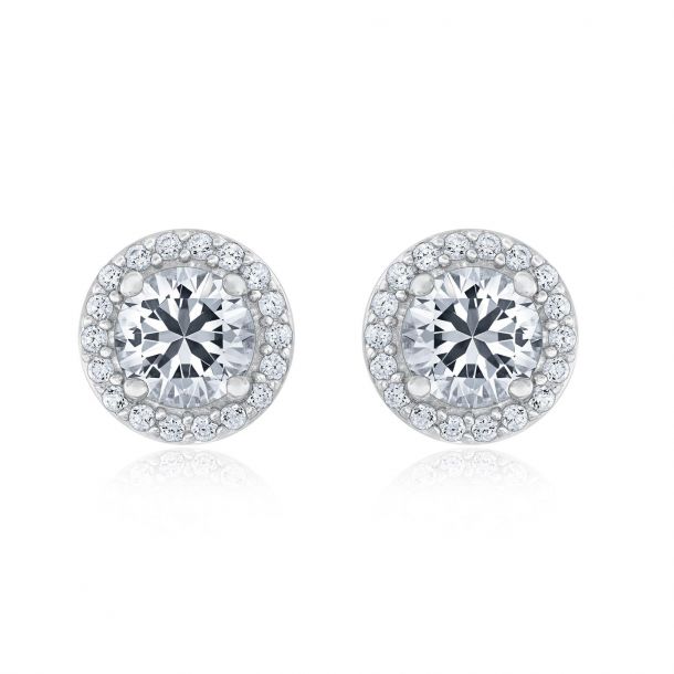 Created white sapphire earrings store