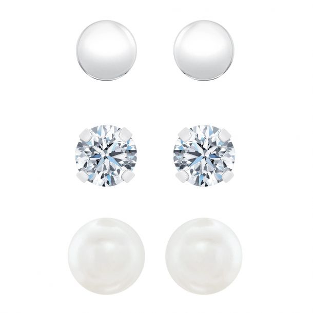 Sterling silver ball stud earrings set top