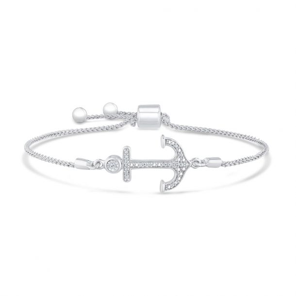 Sterling silver anchor bracelet clearance