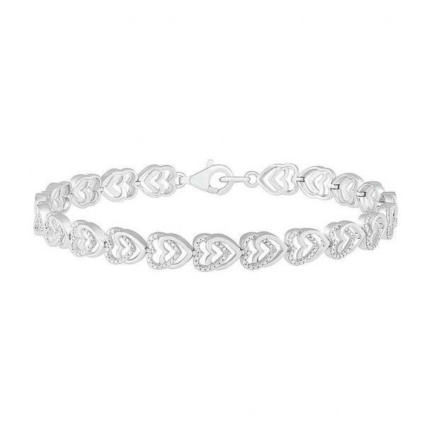 Diamond heart top link bracelet