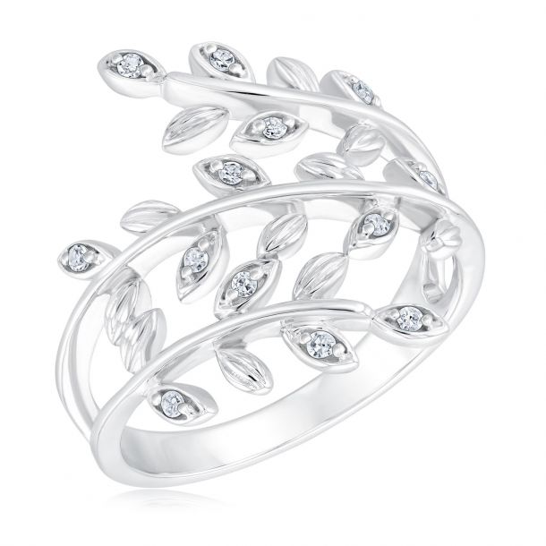 Silver leaf wrap ring on sale