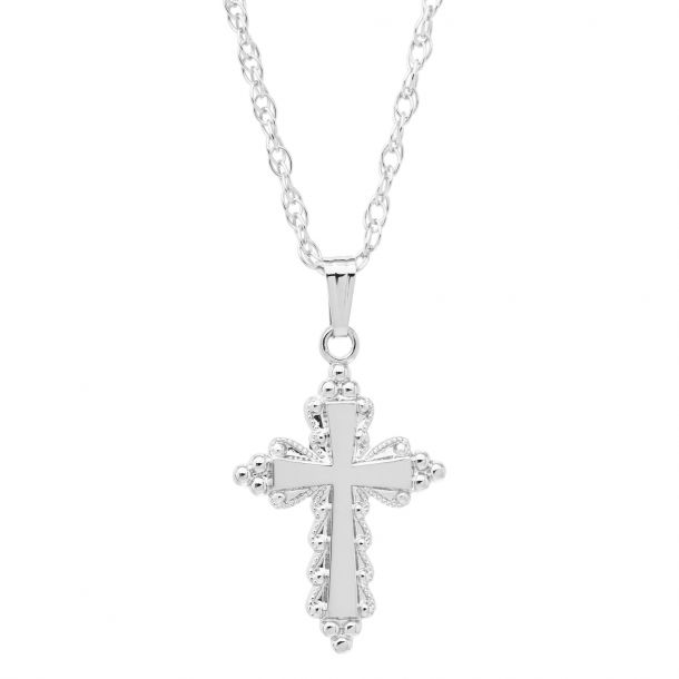 Sterling Silver Embossed Cross Pendant Necklace | REEDS Jewelers