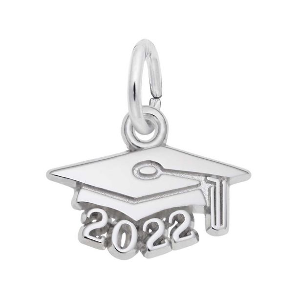 Sterling Silver Small Graduation Cap 2022 Flat Charm REEDS Jewelers