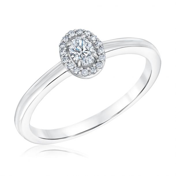 Sterling Silver Oval Diamond Halo Promise Ring 1 5ctw