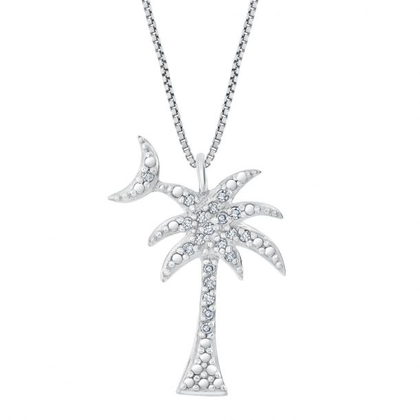 Palmetto tree crescent clearance moon diamond necklace