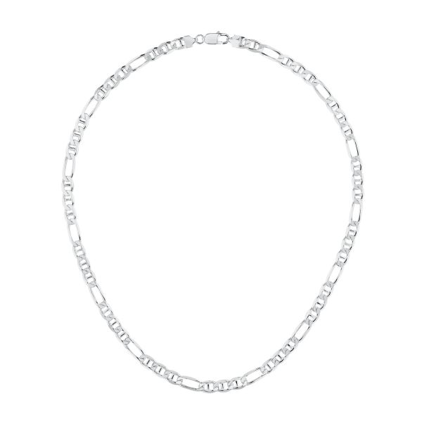 Sterling Silver Semi-Solid Figarucci Link Chain Necklace 6.5mm