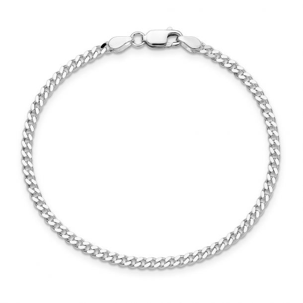 Sterling Silver Solid Curb Chain Bracelet 3mm 8 Inches