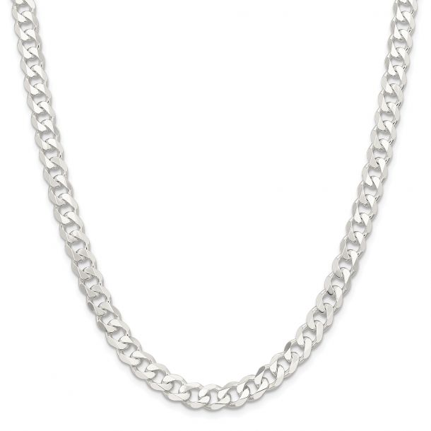 Mens sterling silver hot sale curb chain necklace