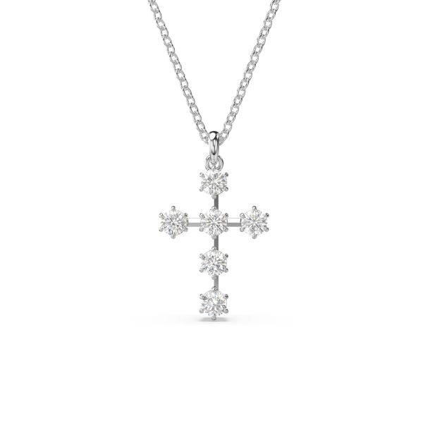 Swarovski Crystal and Zirconia Insigne Rhodium-Plated Cross Pendant ...