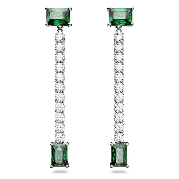 Swarovski Crystal and Zirconia Matrix Rhodium Plated Green Drop