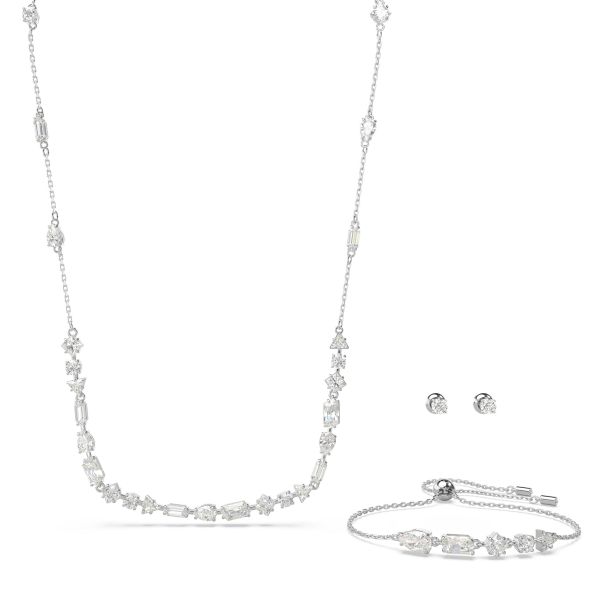 Swarovski Crystal and Zirconia Mesmera Rhodium Plated White Stud