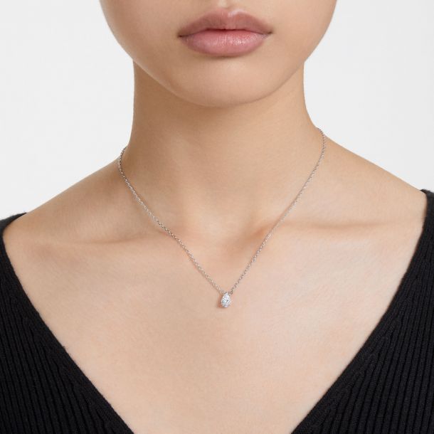 Zeug Gentleman vriendelijk zoon Swarovski Crystal and Zirconia Millenia Rhodium-Plated Pear-Cut Pendant  Necklace | REEDS Jewelers