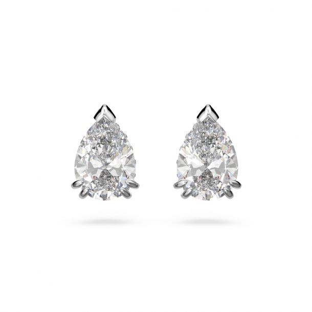 Swarovski Crystal and Zirconia Millenia Rhodium Plated Pear Cut Stud Earrings REEDS Jewelers