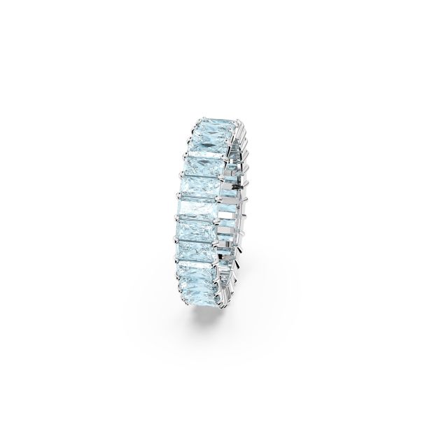 Swarovski Crystal and Zirconia Rhodium-Plated Blue Matrix Ring