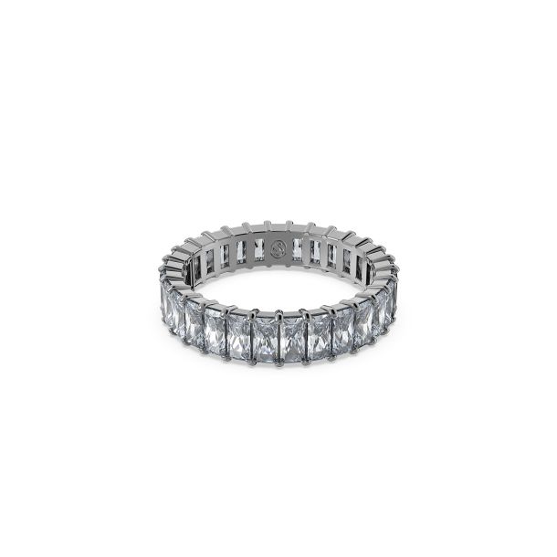Swarovski Crystal and Zirconia Ruthenium Plated Grey Matrix Ring Size 9 REEDS Jewelers