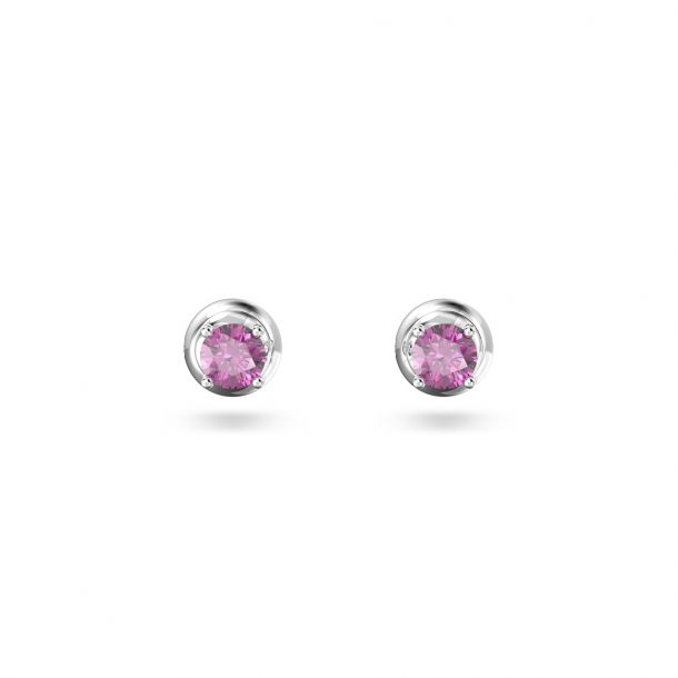 Swarovski Crystal and Zirconia Stilla Rhodium-Plated Round-Cut Purple Stud  Earrings