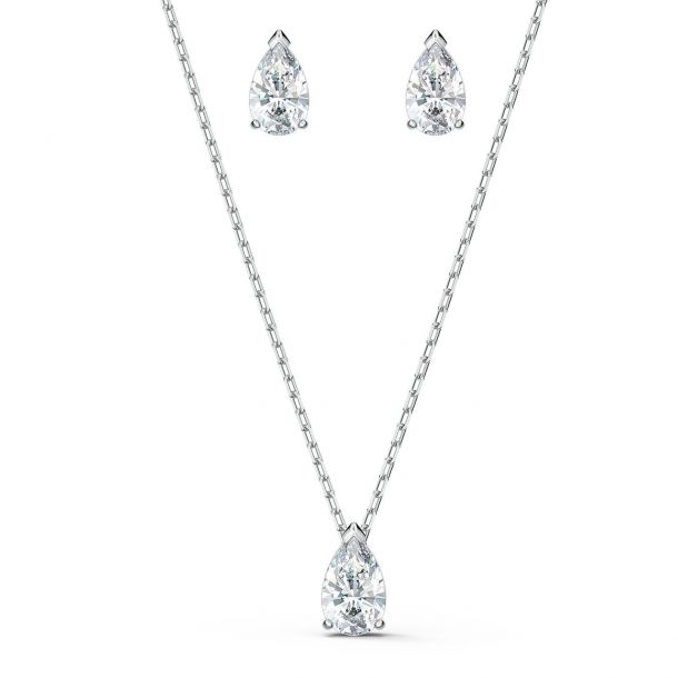 uno aniversario mero Swarovski Crystal Attract Pear Necklace and Earring Set | REEDS Jewelers