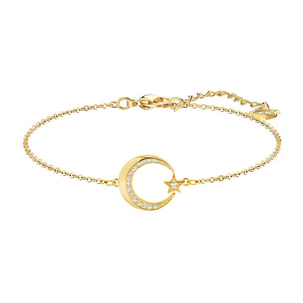 Swarovski Crystal Crescent and Star Gold Plated Bracelet